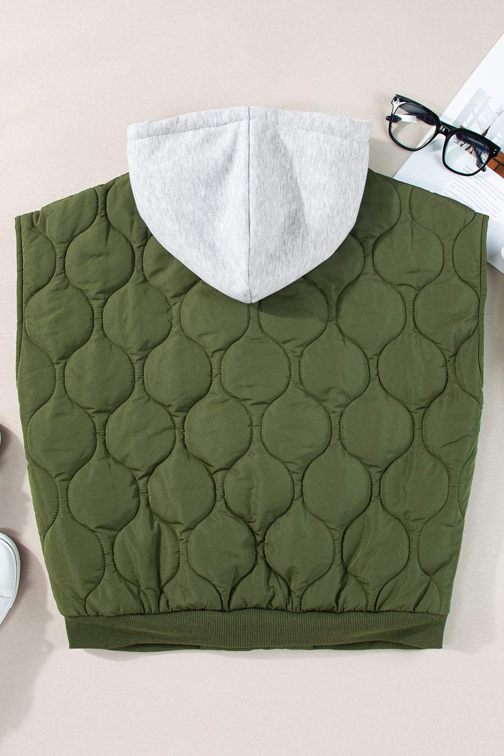 Drawstring Zip Up Hooded Vest Coat - Trendsi - Flyclothing LLC