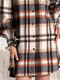 Button Up Plaid Long Sleeve Shirt Dress - Trendsi - Flyclothing LLC