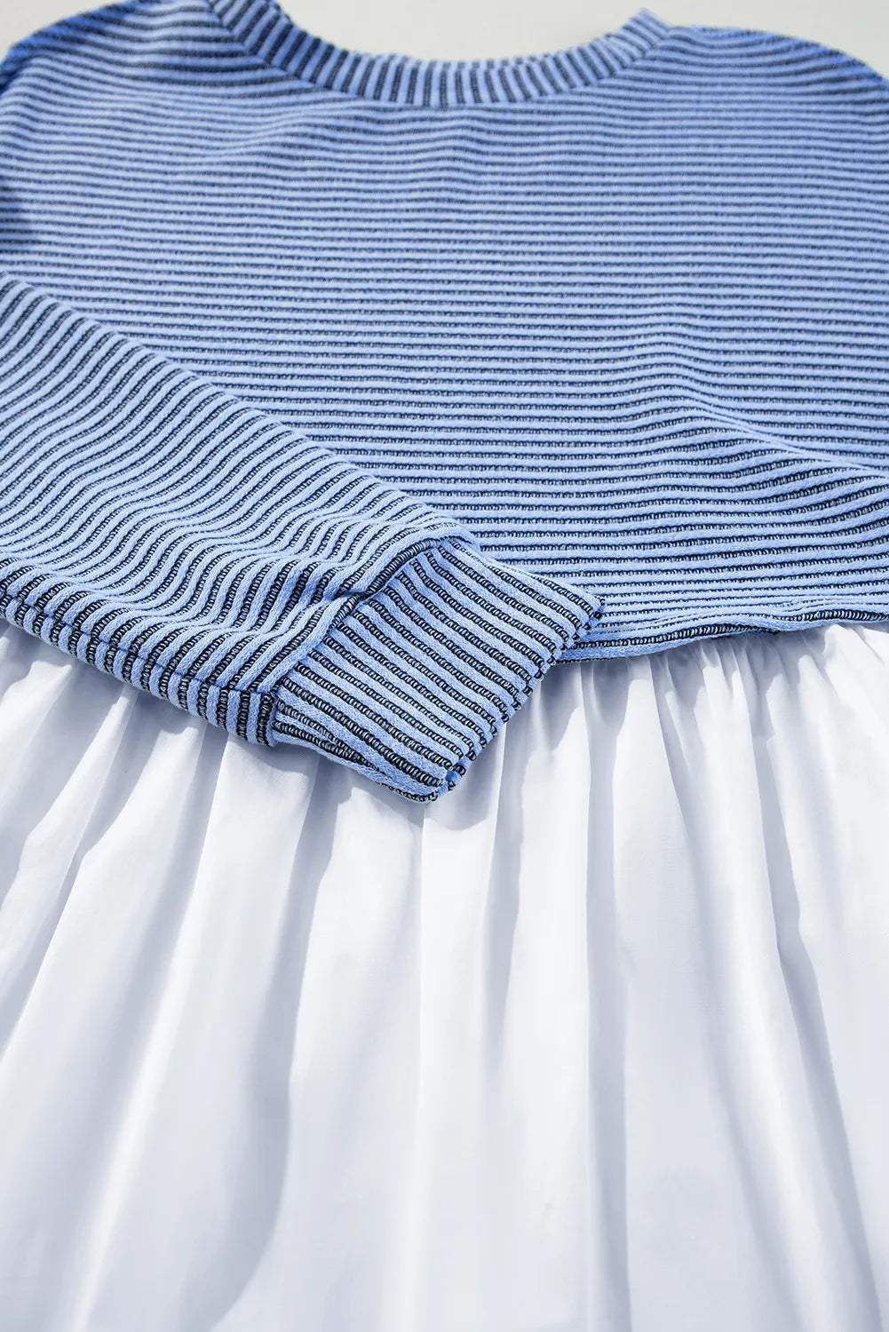 Striped Round Neck Long Sleeve Mini Dress - Trendsi - Flyclothing LLC