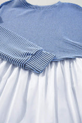 Striped Round Neck Long Sleeve Mini Dress - Trendsi - Flyclothing LLC