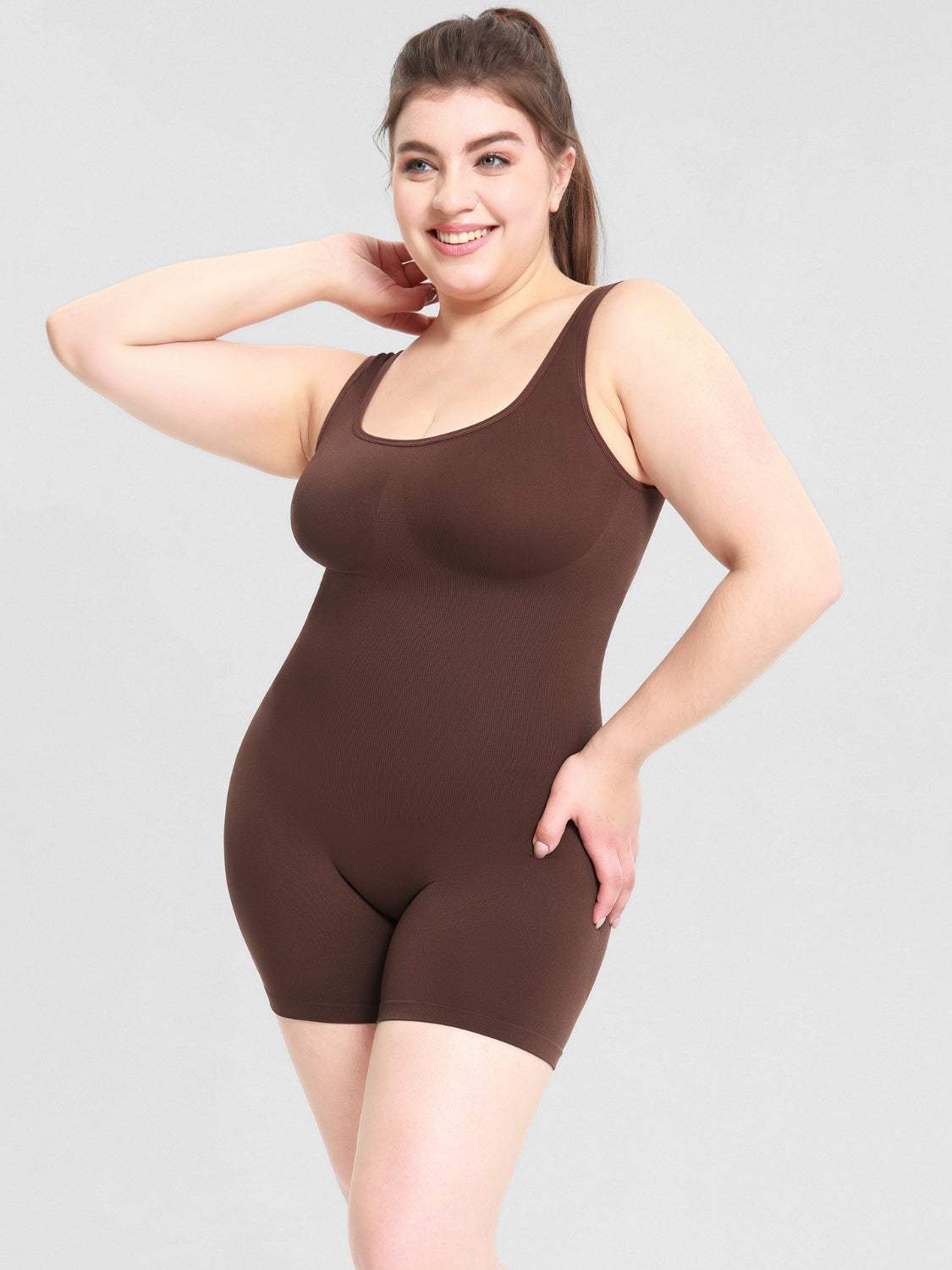 Scoop Neck Wide Strap Shaping Romper - Trendsi - Flyclothing LLC