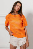 BiBi Crochet Knit Cover Up With Puff Sleeves - Trendsi