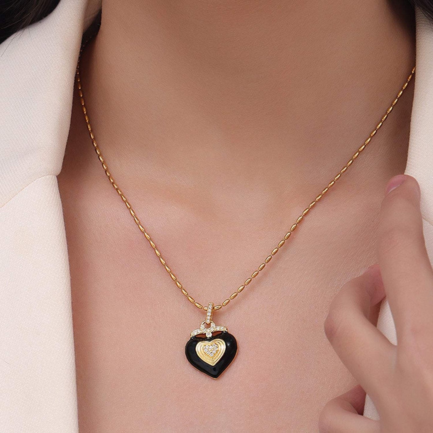 Titanium Steel Heart Shape Necklace - Trendsi - Flyclothing LLC
