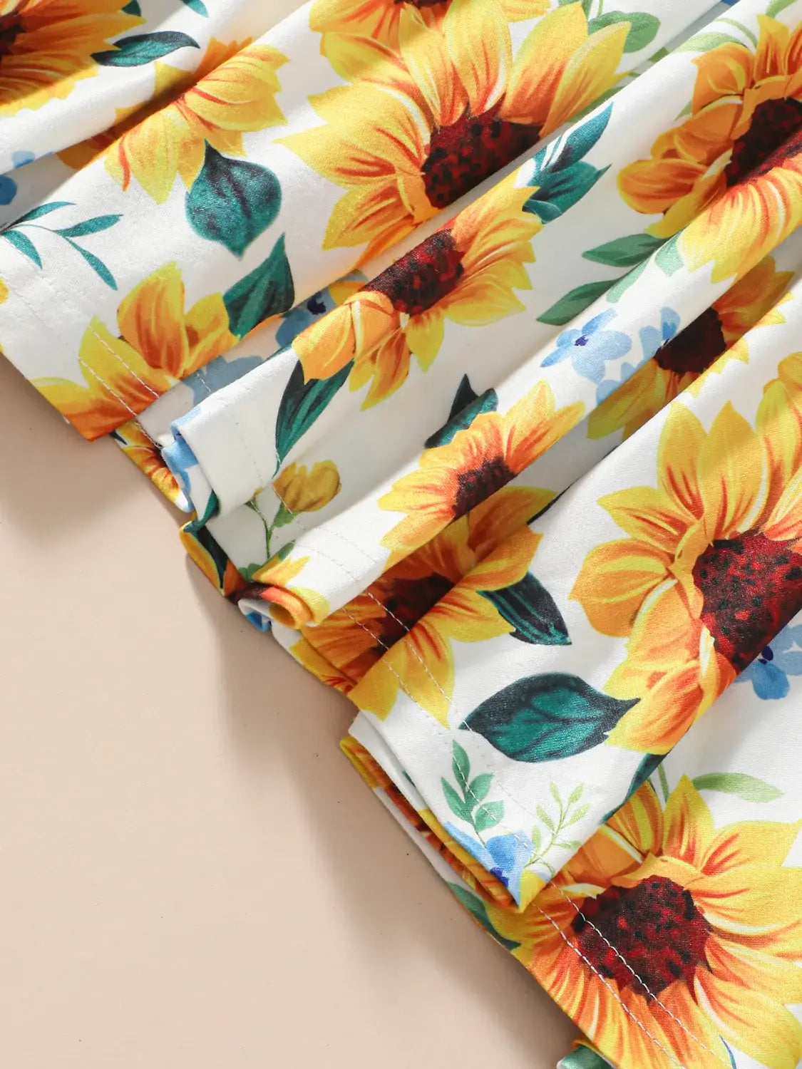 Kids Sunflower Print Round Neck Long Sleeve Dress - Trendsi - Flyclothing LLC