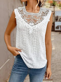 Lace Eyelet Sleeveless Top - Trendsi