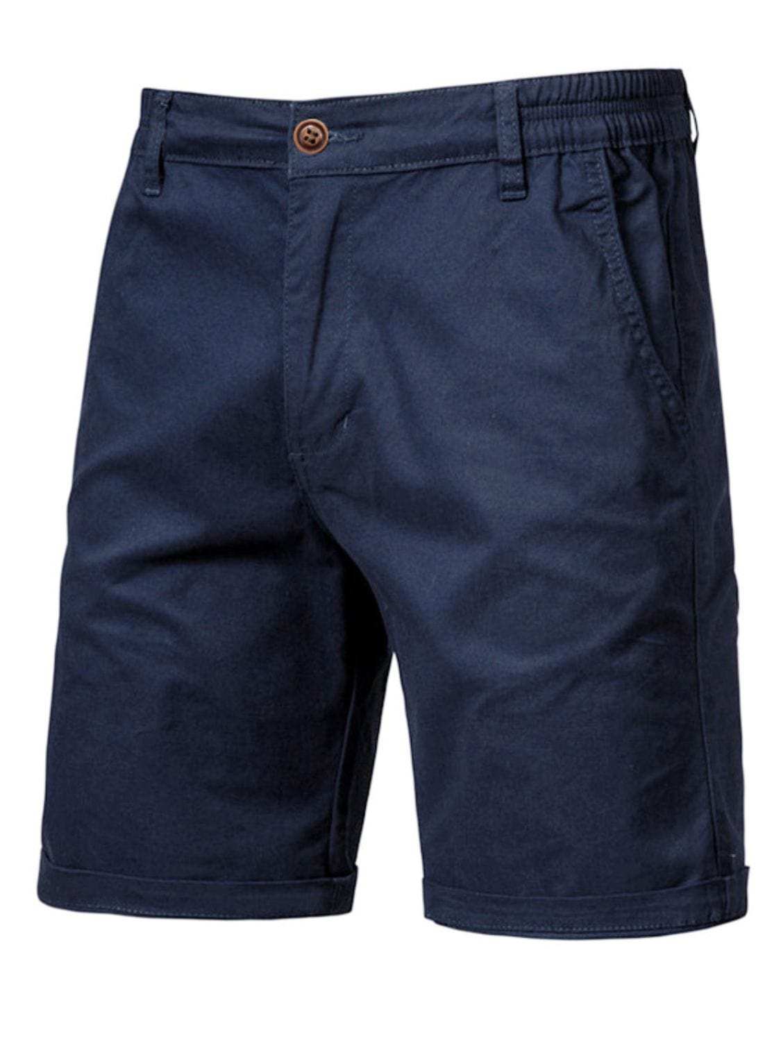 Men's Elastic Waist Shorts with Pockets - Trendsi - Flyclothing LLC