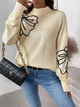Perfee Mock Neck Dropped Shoulder Long Sleeve Sweater - Trendsi - Flyclothing LLC