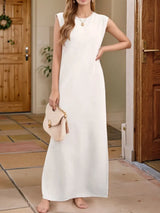 Full Size Slit Round Neck Sleeveless Maxi Tank Dress Plus Size - Trendsi - Flyclothing LLC