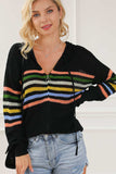 Striped Zip Up Hooded Sweater Cardigan - Trendsi - Flyclothing LLC