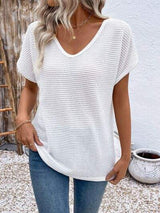 Lace Detail Round Neck Short Sleeve T-Shirt - Trendsi - Flyclothing LLC