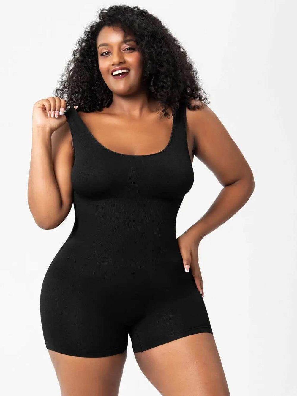 Scoop Neck Wide Strap Shaping Romper - Trendsi - Flyclothing LLC