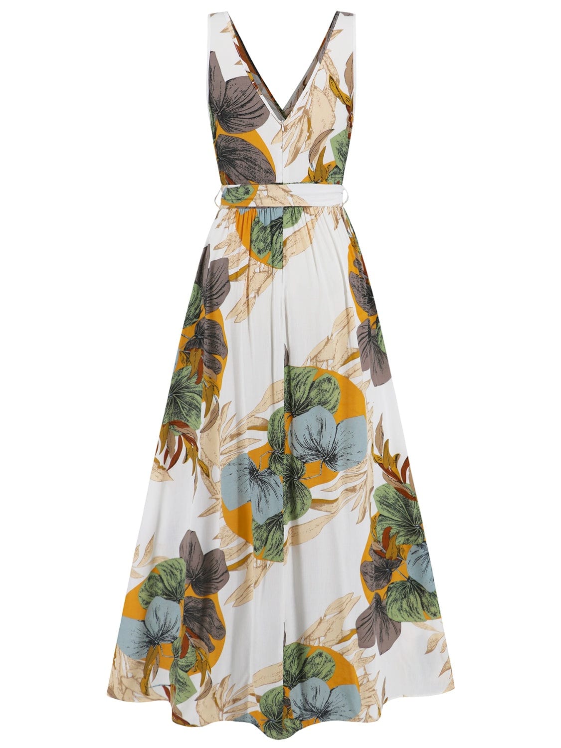 Slit Tied Printed Surplice Dress - Trendsi