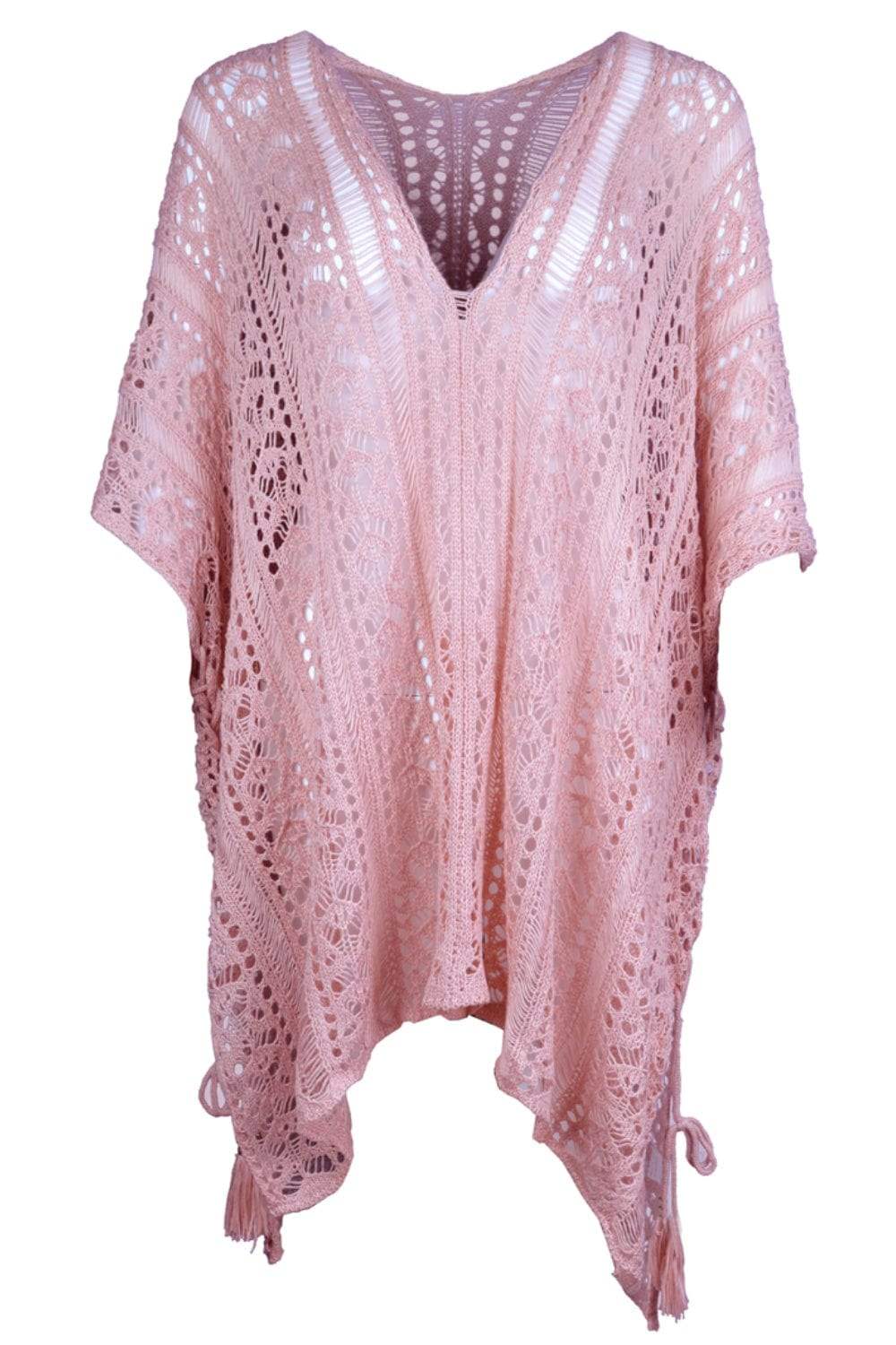 Cutout V-Neck Cover-Up with Tassel - Trendsi - Flyclothing LLC