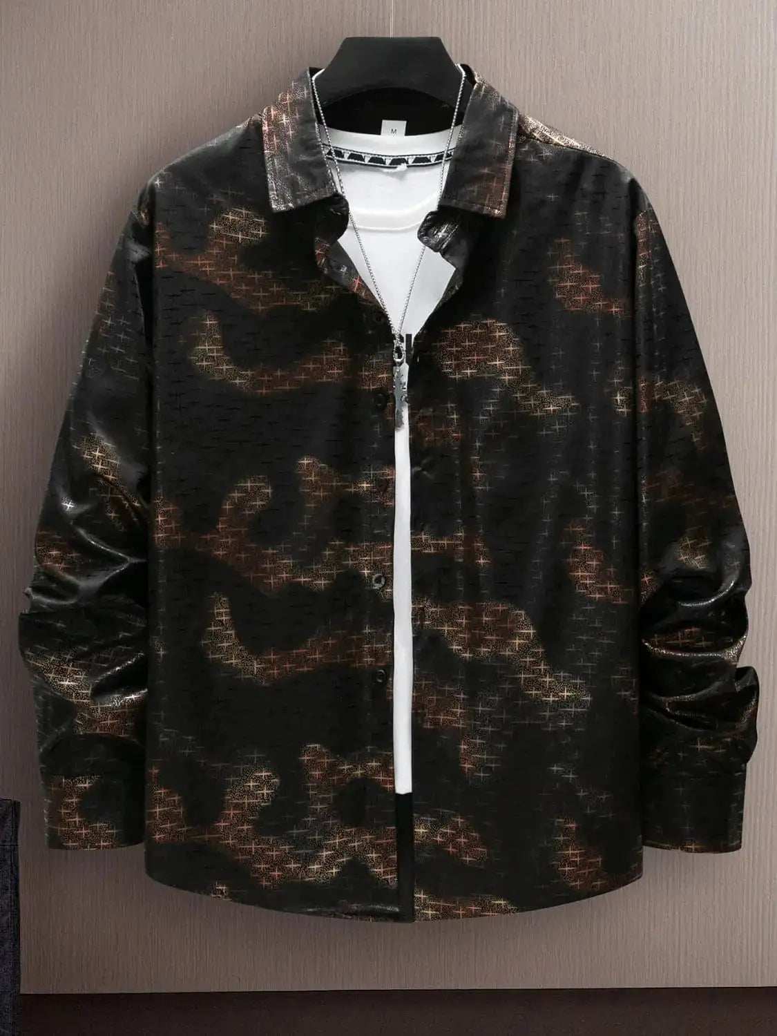 Men's Full Size Collared Neck Long Sleeve Shirt Plus Size - Trendsi - Flyclothing LLC