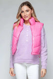 Snobbish Zip Up Turtleneck Shiny Quilted Vest - Trendsi - Flyclothing LLC