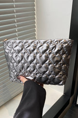 Ruched Heart Clutch with Zipper - Trendsi