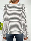 Striped Square Neck Flounce Sleeve Top - Trendsi - Flyclothing LLC