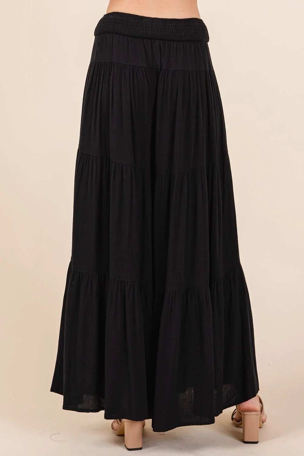 Mittoshop Tier Detail Smocked Elastic Waist Wide Leg Pants - Trendsi - Flyclothing LLC