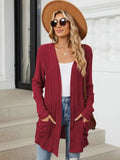 Pocketed Open Front Long Sleeve Cardigan - Trendsi - Flyclothing LLC