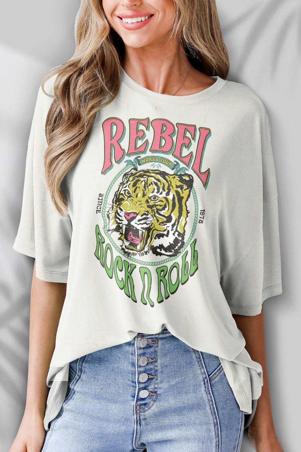 Round Neck Half Sleeve T-Shirt - Trendsi - Flyclothing LLC