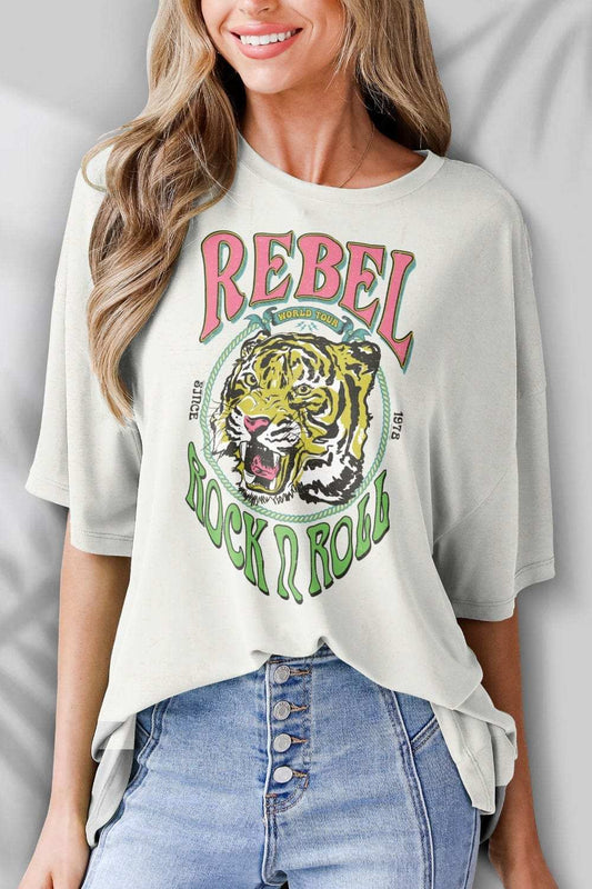 Round Neck Half Sleeve T-Shirt - Trendsi - Flyclothing LLC
