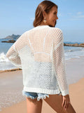 Heart Openwork Long Sleeve Cover-Up - Trendsi - Flyclothing LLC