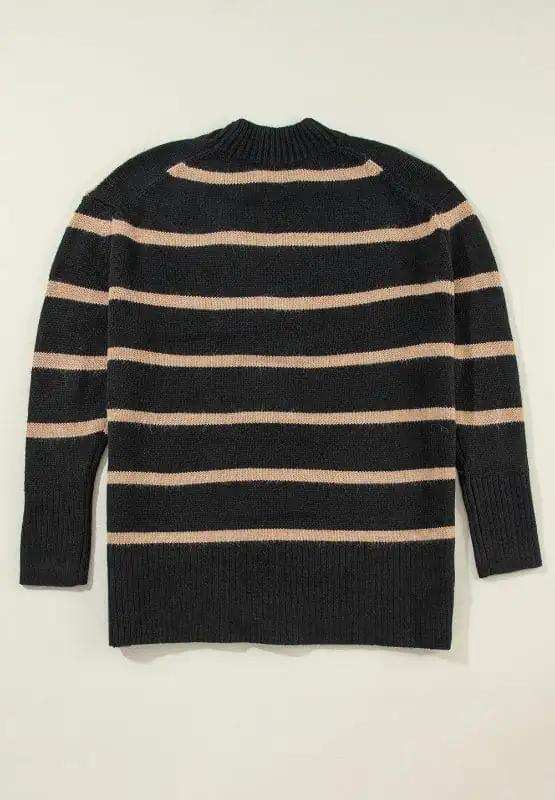 Striped Button Down Long Sleeve Cardigan - Trendsi - Flyclothing LLC