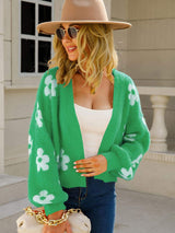 Angel Wings Flower Open Front Long Sleeve Cardigan - Trendsi - Flyclothing LLC