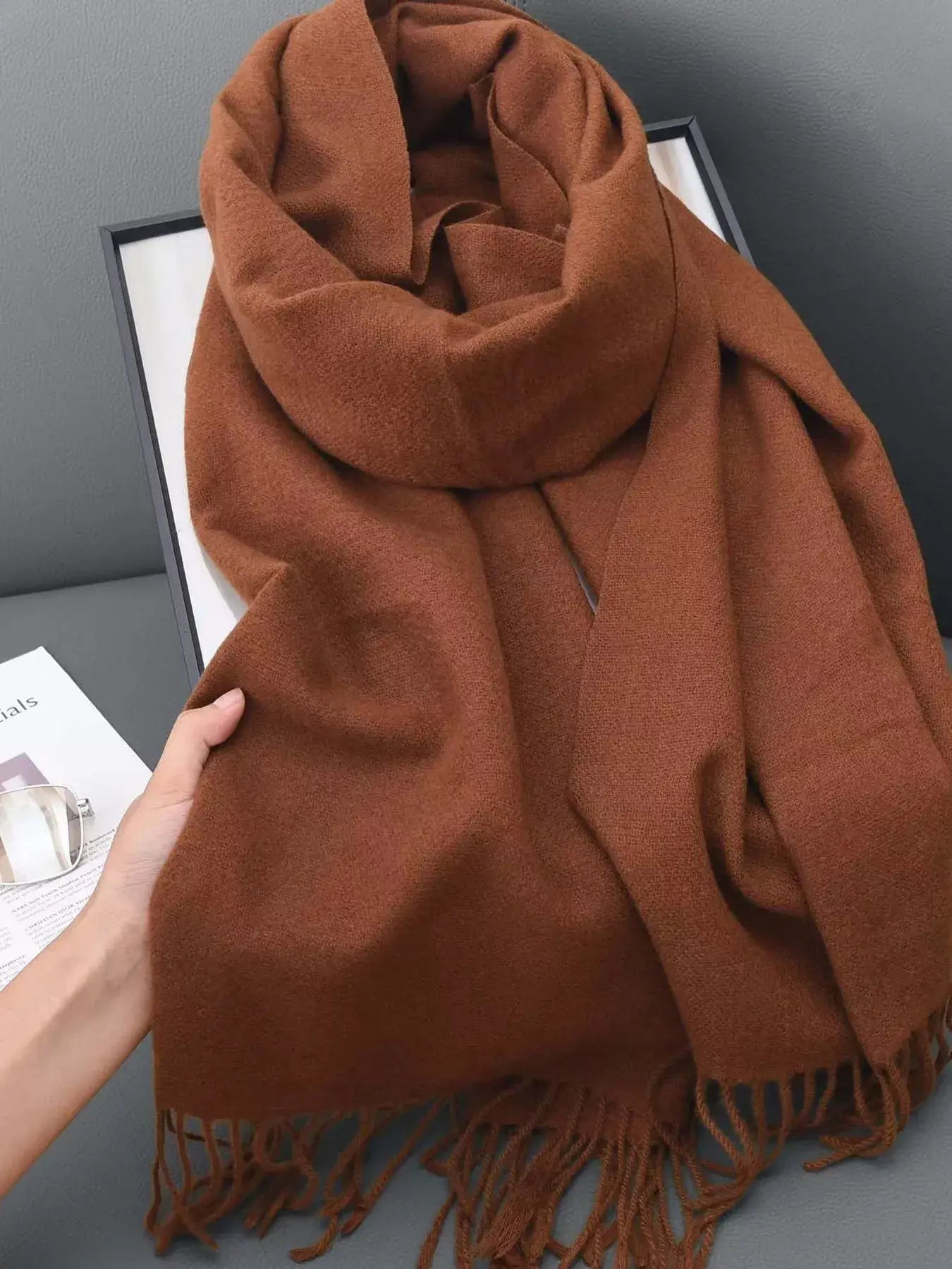 Solid Color Fringe Scarf - Trendsi - Flyclothing LLC