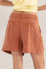 HYFVE High Waist Pleated Linen Shorts - Trendsi - Flyclothing LLC