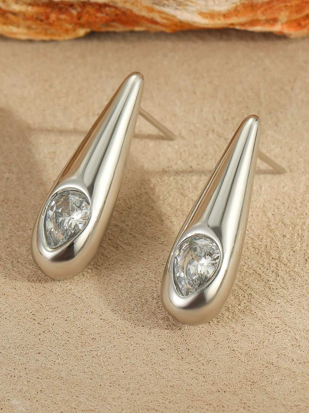 18K Gold-Plated Zircone Teardrop Earrings - Trendsi - Flyclothing LLC