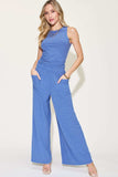 Basic Bae Full Size Ribbed Tank and Wide Leg Pants Set - Trendsi - Flyclothing LLC