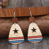 Cutout Star & Stripes Wooden Dangle Earrings - Trendsi - Flyclothing LLC