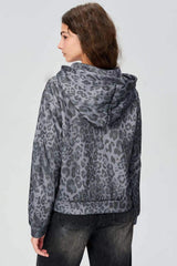 Pocketed Leopard Zip Up Hooded Jacket - Trendsi - Flyclothing LLC