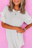 Stripe Round Neck Short Sleeve Mini Dress - Trendsi