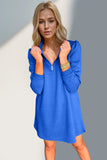 Double Take Textured Quarter Zip Long Sleeve Dress - Trendsi