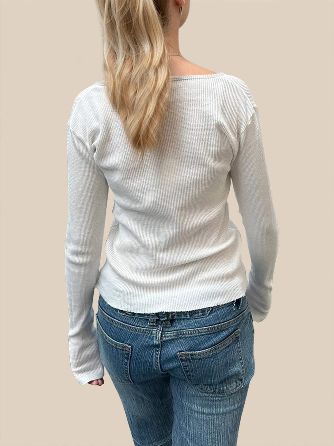 Devine Quarter Button Long Sleeve T-Shirt - Trendsi - Flyclothing LLC