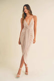 Mable Draped Detail Cami Midi Dress - Trendsi - Flyclothing LLC