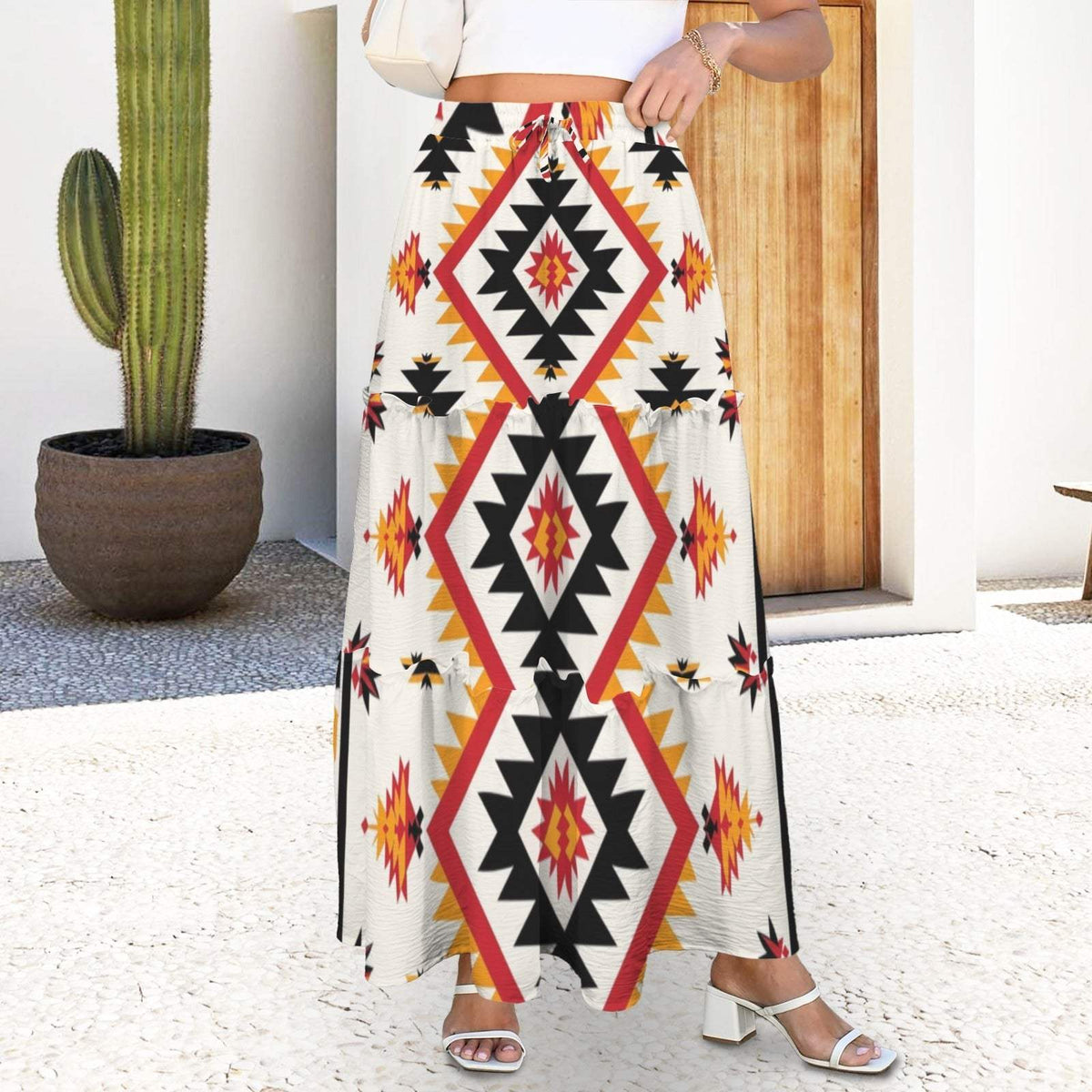 Baha Ranch San Antonio Aztec Tiered Prairie Maxi Skirt - Baha Ranch Western Wear - Flyclothing LLC