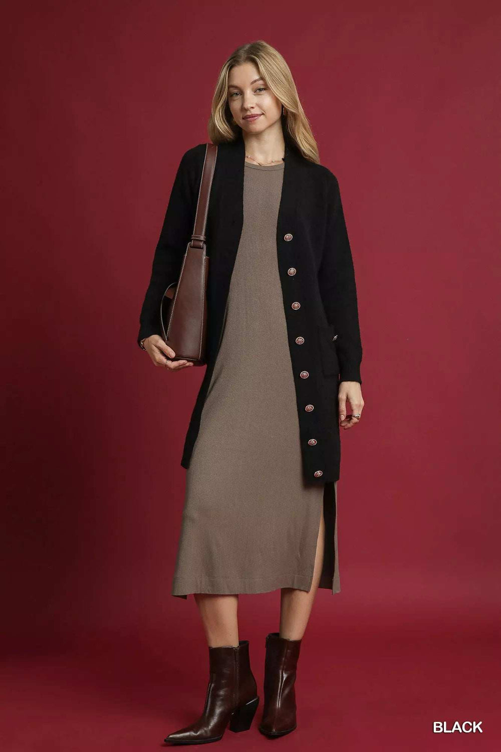 Umgee Button-Down Longline Sweater Cardigan with Front Pockets - Trendsi - Flyclothing LLC