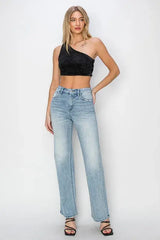 RISEN Full Size High Rise Straight Jeans Plus Size - Trendsi - Flyclothing LLC