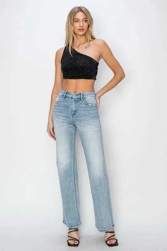 RISEN Full Size High Rise Straight Jeans Plus Size - Trendsi - Flyclothing LLC