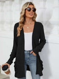 Pocketed Open Front Long Sleeve Cardigan - Trendsi - Flyclothing LLC