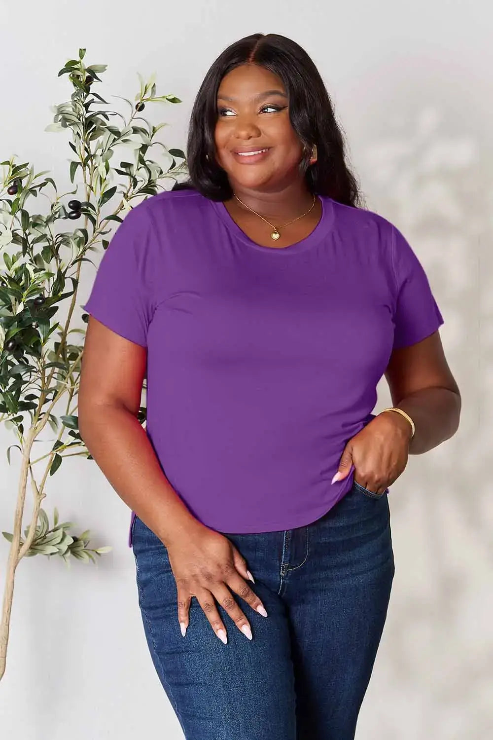 Basic Bae Full Size Round Neck Short Sleeve T-Shirt - Trendsi - Flyclothing LLC