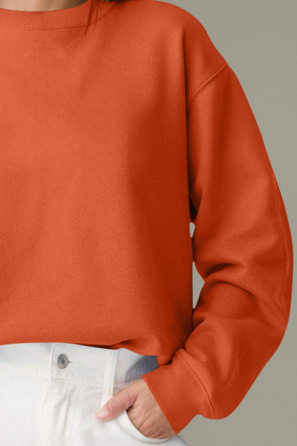 Round Neck Long Sleeve Sweatshirt - Trendsi - Flyclothing LLC