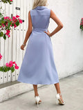 Collared Neck Sleeveless Dress - Trendsi