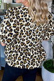 Leopard Bow Tie Front Puff Sleeve Peplum Blouse - Trendsi