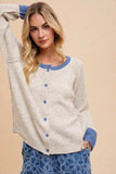 Annie Wear Contrast Trim Button Down Raglan Sleeve Cardigan - Trendsi - Flyclothing LLC