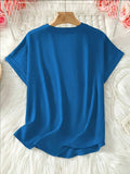 Casual Notched Short Sleeve Blouse - Trendsi - Flyclothing LLC
