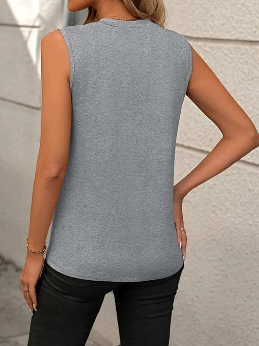 Round Neck Sleeveless Tank - Trendsi - Flyclothing LLC